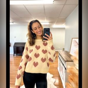 Cream Heart Sweater